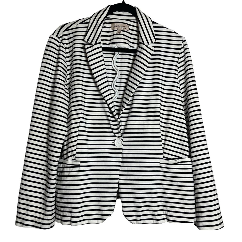Philosophy Striped Collard Button Blazer Jacket Women's Sz XL